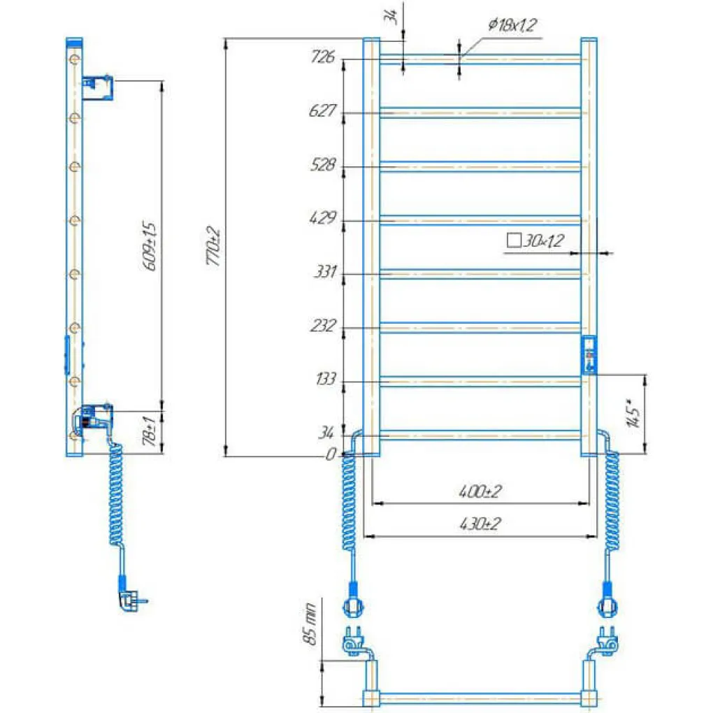 Електрична рушникосушка Hygge Family HF Leeds 770x430 чорний- Фото 4